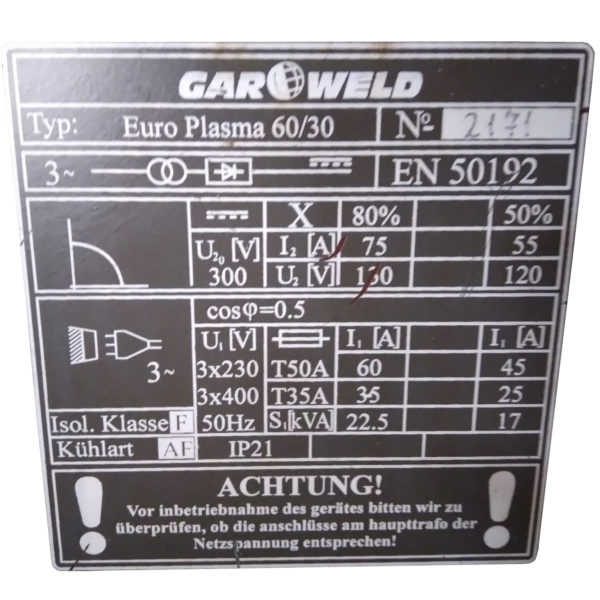 GARWELD Euro Plasma 60/30 - Suministros Game